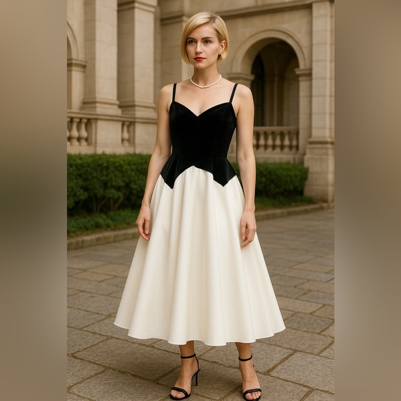 Velvet Grace A-Line Midi Dress - Picture 1 of 7